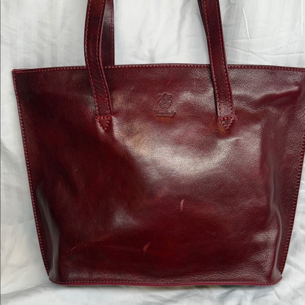 Burgundy Vera Pelle Italian Leather Tote Bag